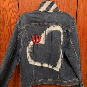 Lee Blue Denim Jacket with White Heart and Red IU Patch